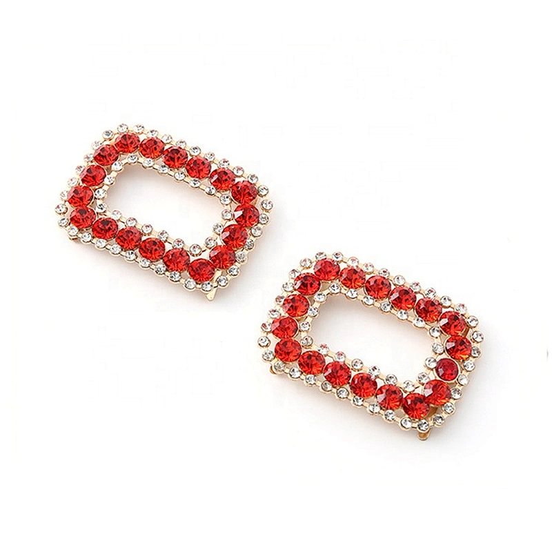 Hot sale shoe clips accessories square shape jewelry metal rhinestone crystal shoe buckle