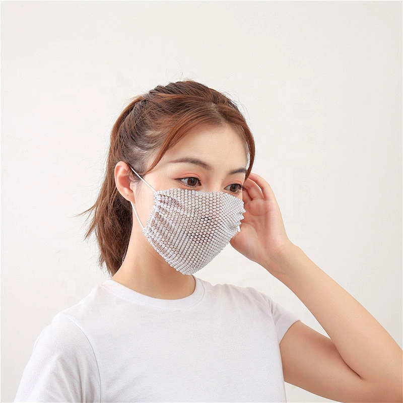 Hot Selling Fashion Rhinestone Bling Fishing net Party crystal Face Mask for Women