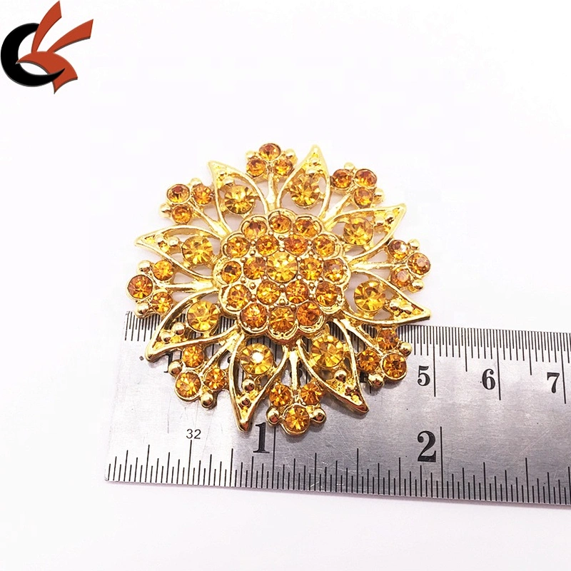 Flower Lapel Pin Alloy Metal Colored Rhinestone Brooches Women Girl Crystal Brooch In Bluk