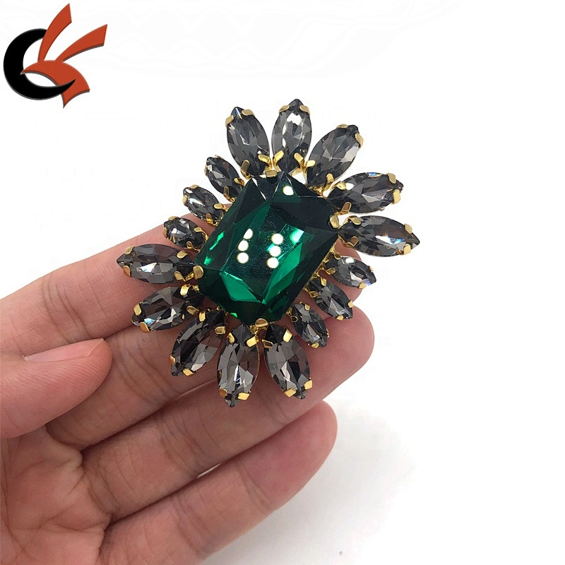 Vintage style Green diamante crystal shoes clips