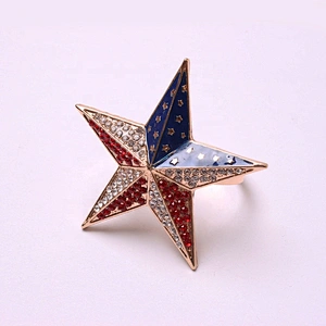 New design American flag guard five-pointed star disposable metal napkin ring for hotel banquet table accessory