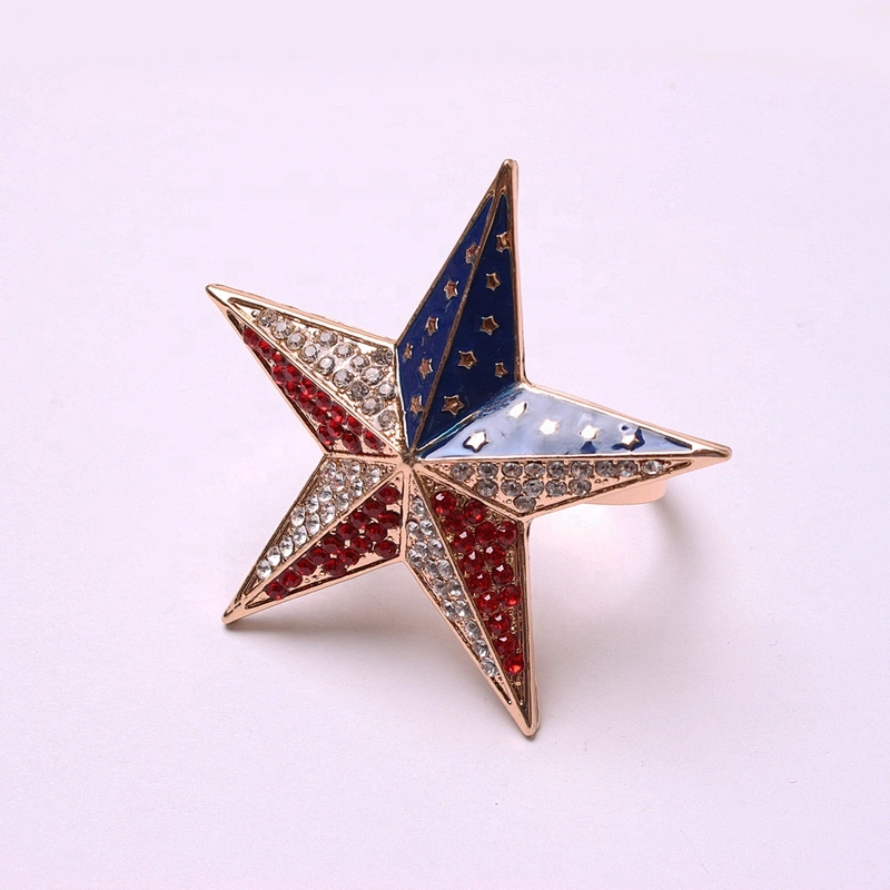 New design American flag guard five-pointed star disposable metal napkin ring for hotel banquet table accessory