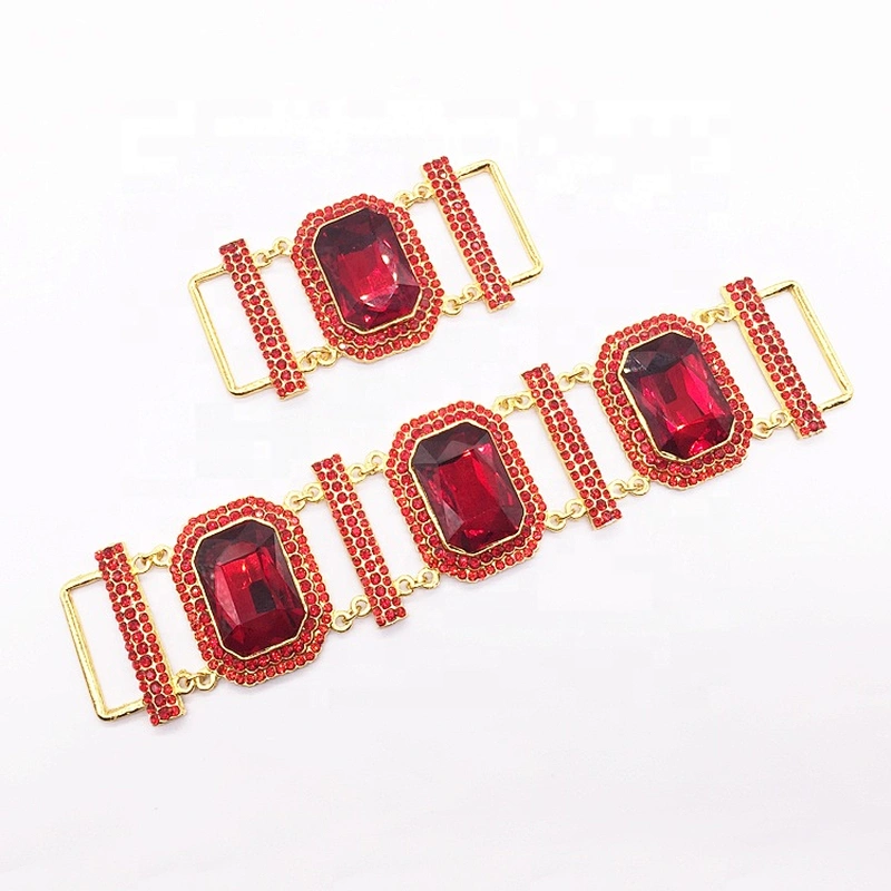 Luxury hip rhinestone red chain big stone crystal bikini connector for women swimsuit
