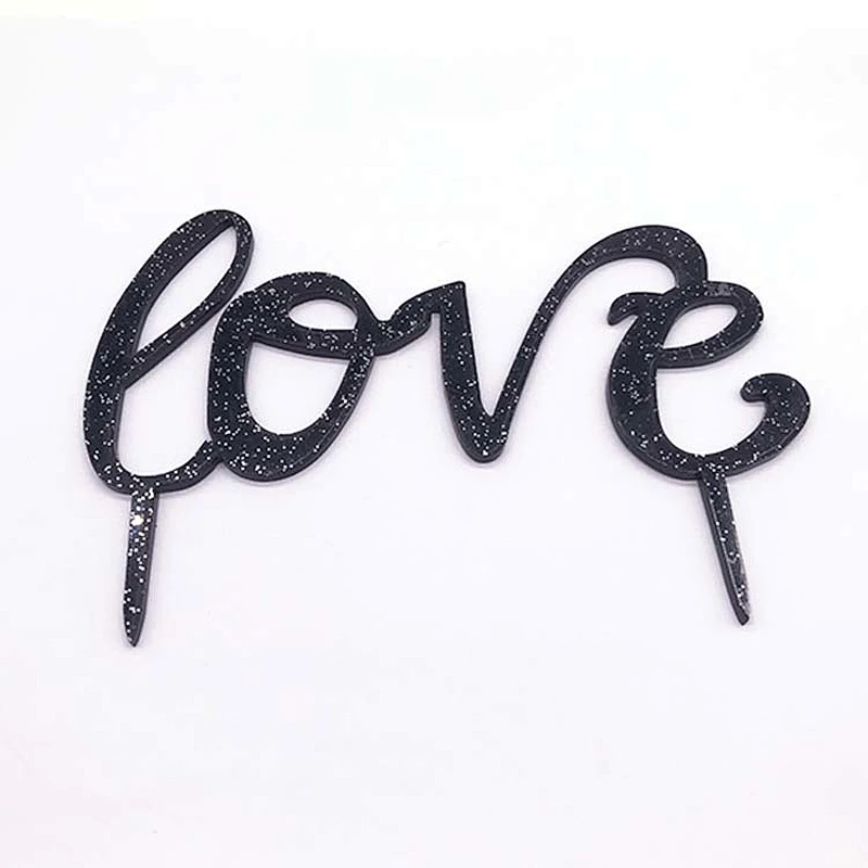 Engaged Acrylic Cake Topper for Wedding Decoration in black Glitter color