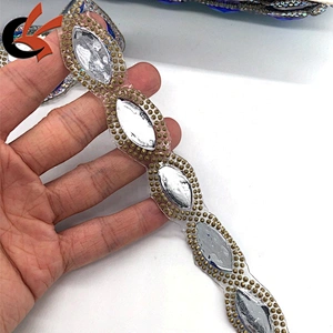 Newest AB colors crystal fancy iron on hot fix tape trimming for dress decoration
