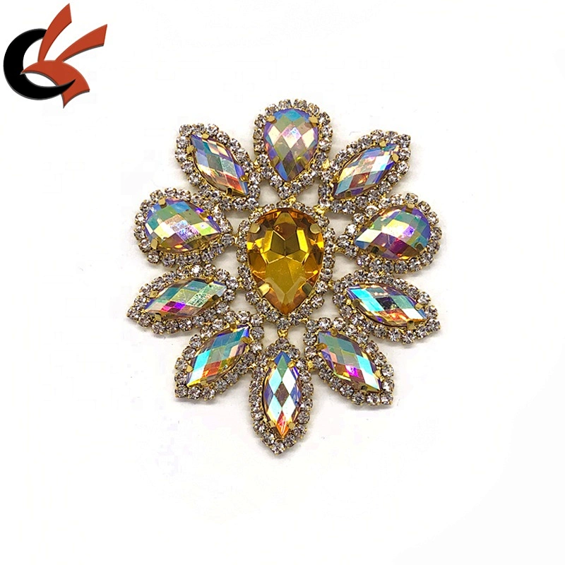 beautiful yellow AB crystal diamante rhinestone appliques embellishment