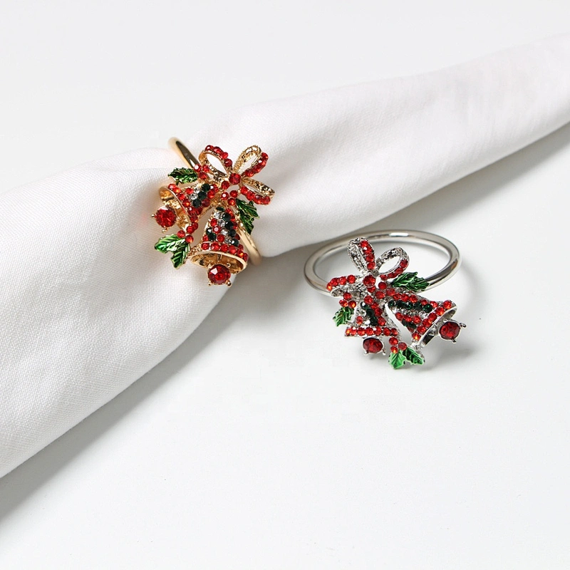 New Arrivals Multicolor Rhinestone Wreath Shaped Cheap Handmade Christmas Napkin Rings