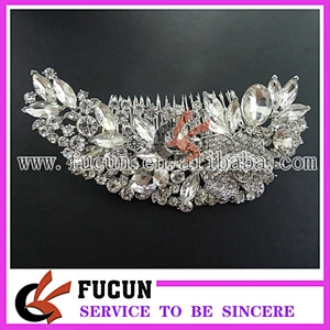 High quality wedding bridal hair accessories rhinestone fancy wedding crystal hair combs