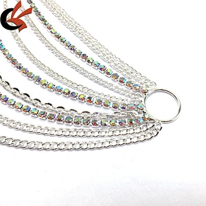 2020 Custom Wholesale Women Bikini Fashion Designer Luxury Multi Chains Pendant Diamond Crystal Bikini Connector