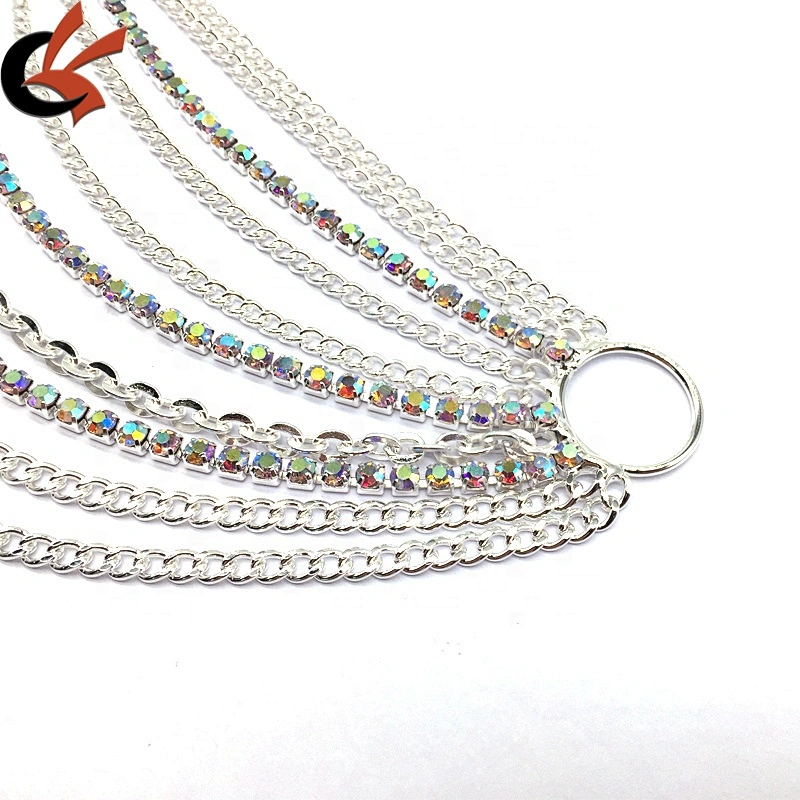 2020 Custom Wholesale Women Bikini Fashion Designer Luxury Multi Chains Pendant Diamond Crystal Bikini Connector