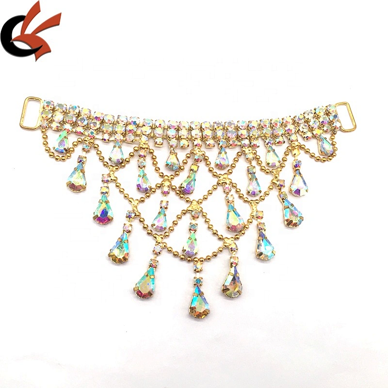 Hot sale sexy beach suit jewelry teardrop pendant bikinis swimwear rhinestone connector for bikini suit