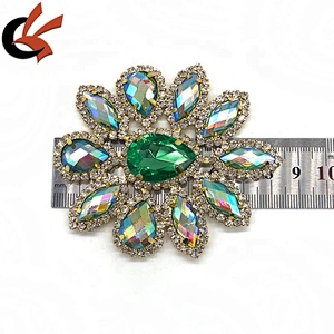 Gold Green AB Crystal Rhinestone Diamante Motif Applique Sew on for DIY Carnival