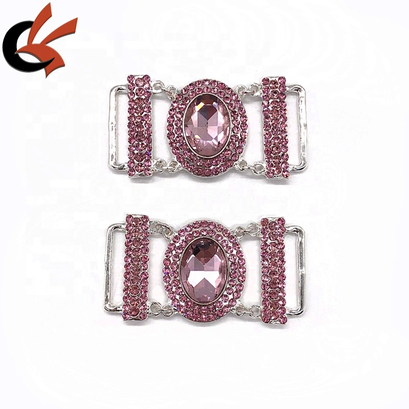 Wholesale lovely Pink Diamond Metal Accessories Crystal Rhinestone Bikini Connectors