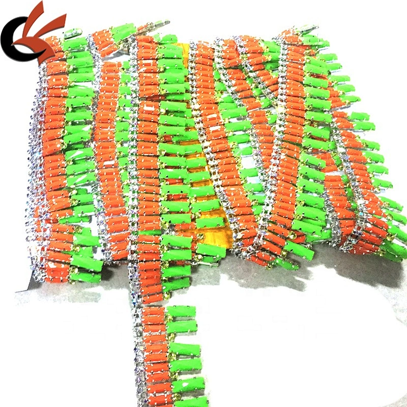 Rhinestone trims by the yard resin beaded rhinestone trimmings for making garment