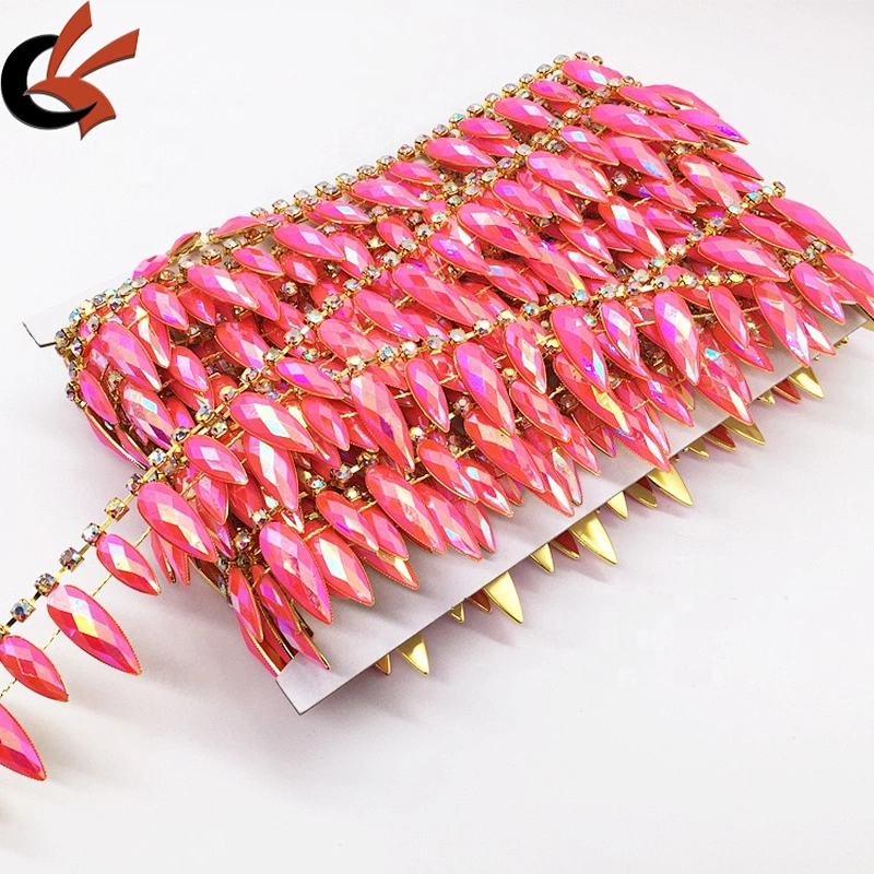 Wholesale bulk resin stone embellishing trendy diy rhinestone trims chain by yard
