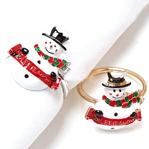 Frozen Christmas White Snowman Napkin Rings For Holiday Table Decor Xmas Gift Winter Wedding Favors Accessories