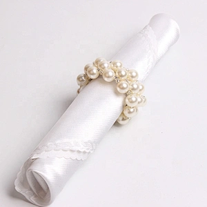 New Wedding Table Decorations Korean Style Pure White Pearl Napkin Circle Garland Beaded Napkin Ring