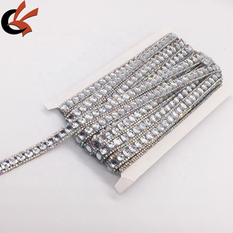 DIY Hot Fix Rhinestone Tape Iron On Ribbon Trim For Wedding Dress Decoration Bridal Appliques
