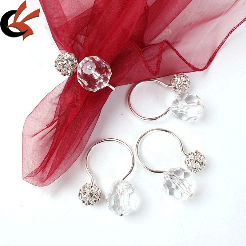 Making wholesale bulk factory outlet metal wire disposable gold crystal glass beads napkin rings