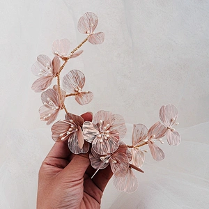 Korean Handmade Rose Gold Flower Set Hair Hairband Wedding hair Accessories