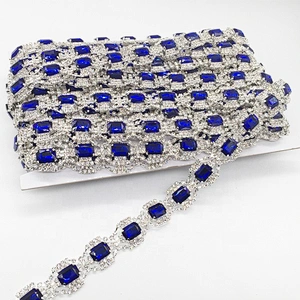 High Quality new style royal blue jewelry crystal rhinestone trims for clothing decoration