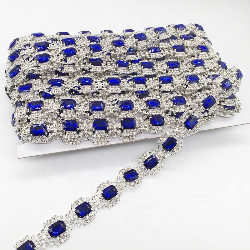 High Quality new style royal blue jewelry crystal rhinestone trims for clothing decoration