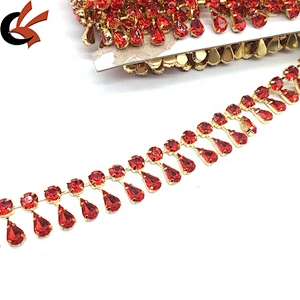 Factory handmade art craft decorative red pendant rhinestone trims
