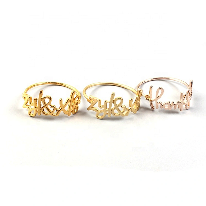New Fashion Custom Initial Alphabet Letter Engrave Wedding Metal Napkin Ring