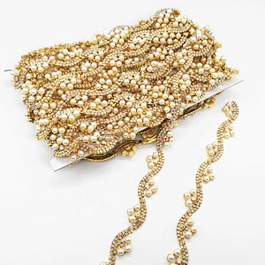 Newest Design Crystal Jewels Pearl Crystal AB Rhinestone Trimming For Festival Garment Decoration