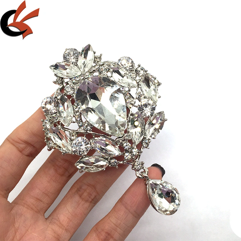 Luxury alloy corsage jewelry crown rhinestone brooch collar crystal brooch pins for women dress shirt