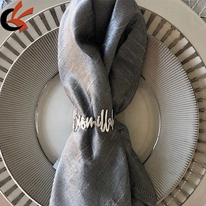 Custom Make Best Wish Alphabet Letter Metal Gold Napkin Ring For Wedding Decoration