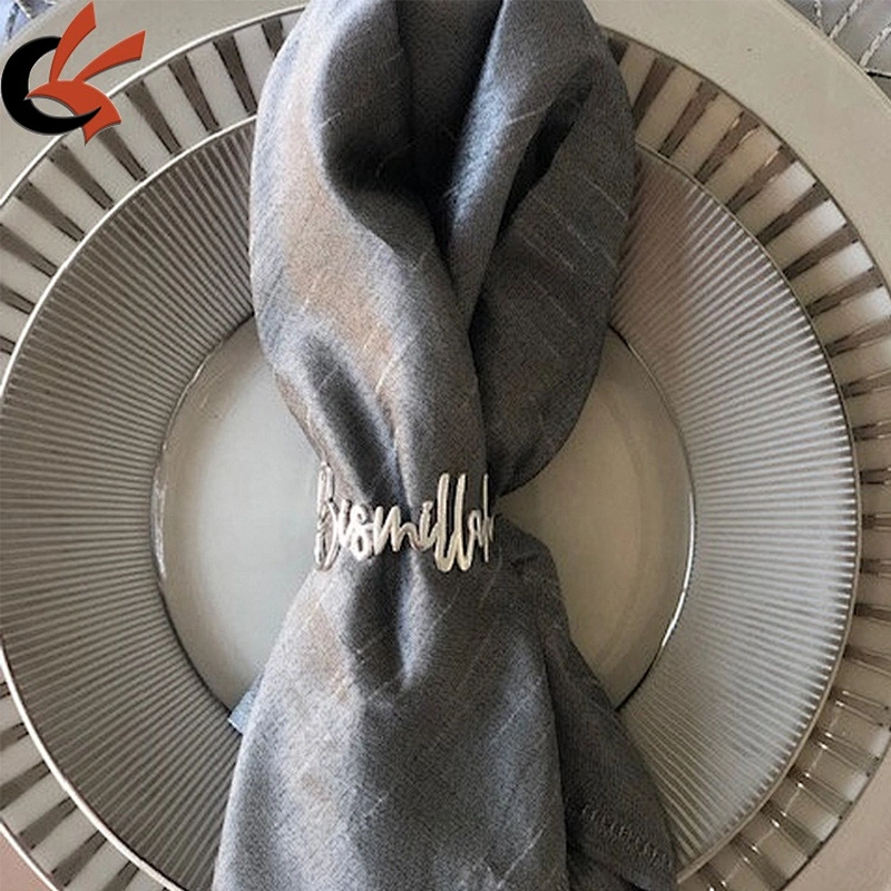 Custom Make Best Wish Alphabet Letter Metal Gold Napkin Ring For Wedding Decoration
