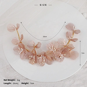 Korean Handmade Rose Gold Flower Set Hair Hairband Wedding hair Accessories