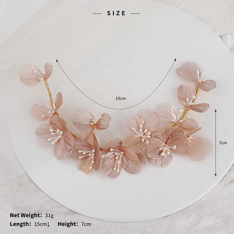 Korean Handmade Rose Gold Flower Set Hair Hairband Wedding hair Accessories