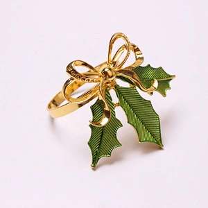 Fashion delicate serviette metal leaf napkin ring for easter Christmas party dinner table decor