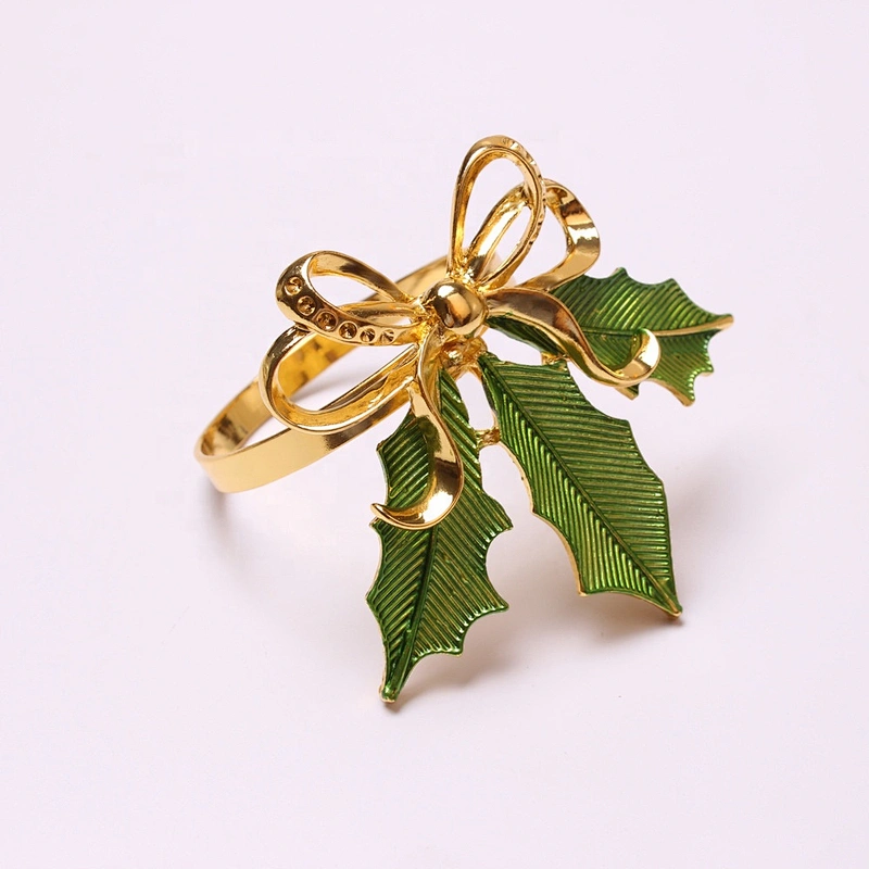 Fashion delicate serviette metal leaf napkin ring for easter Christmas party dinner table decor