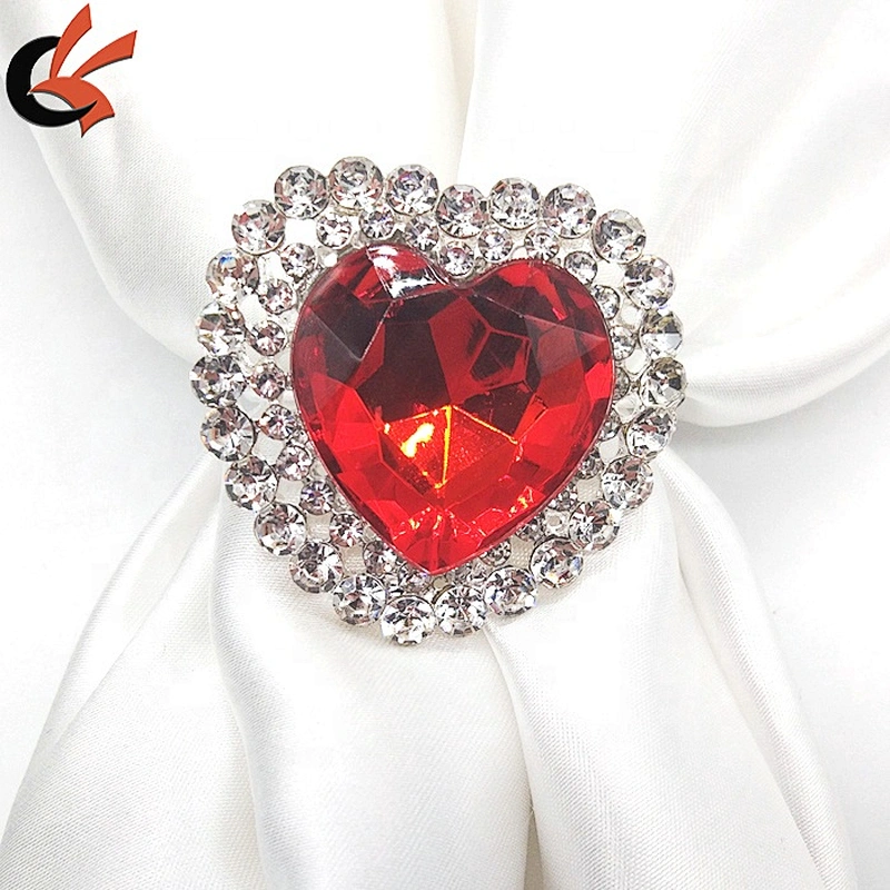 Table Decor Sparkly Red diamond Heart Rhinestone Napkin Ring