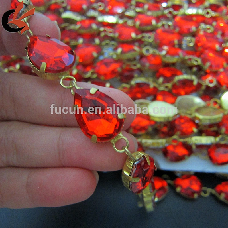 beautiful red teardrop acrylic chain diamond dance dress trimming