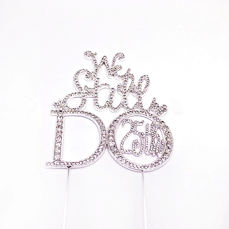 Amazon popular styles Anniversary cake decoration accessories rhinestone cake topper