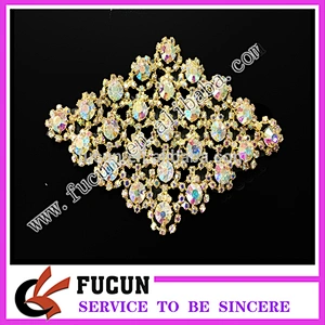 flat back sew on garment crystal rhinestone large brooch applique for women dresses