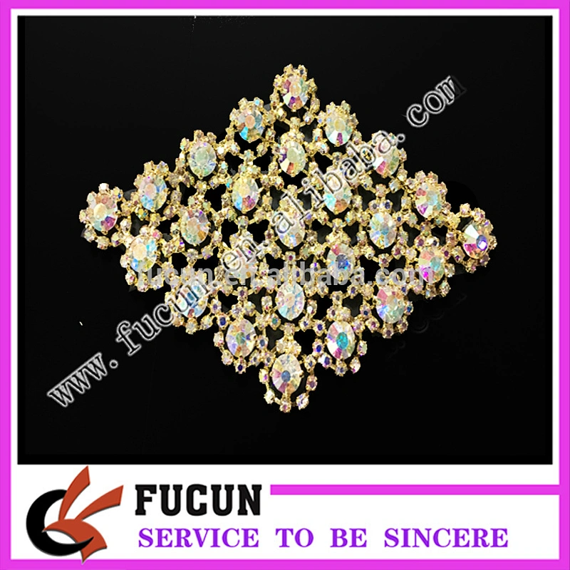 flat back sew on garment crystal rhinestone large brooch applique for women dresses