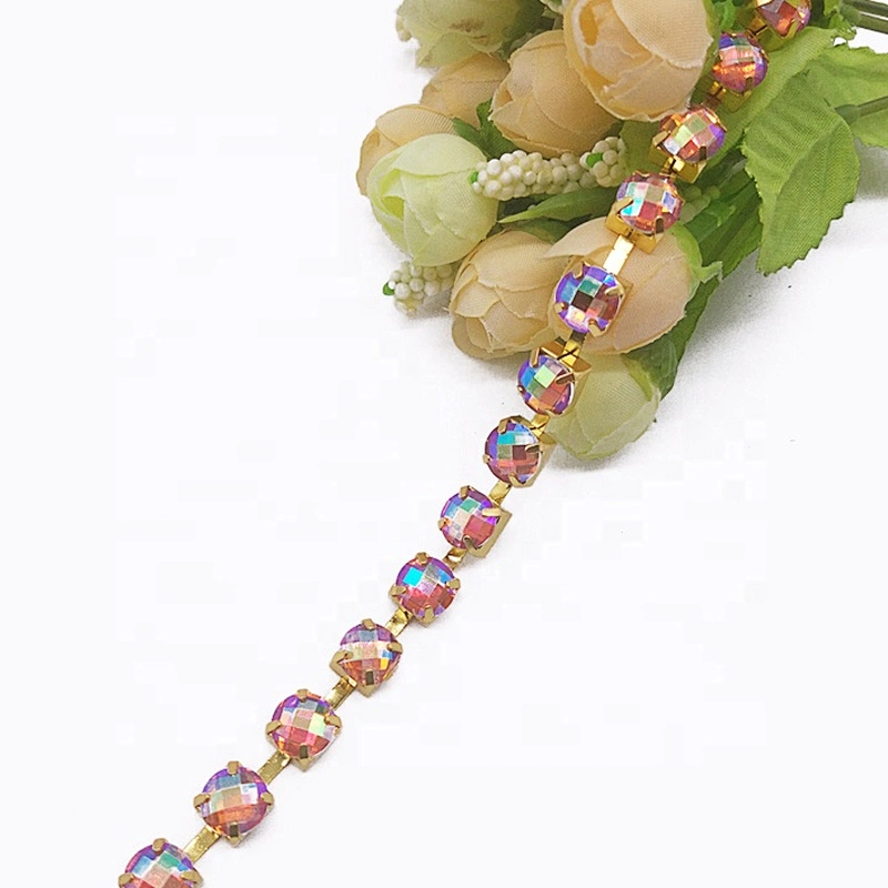 Factory Custom Sewing Claw Chain SS38 AB Resin rhinestone trimming for dress