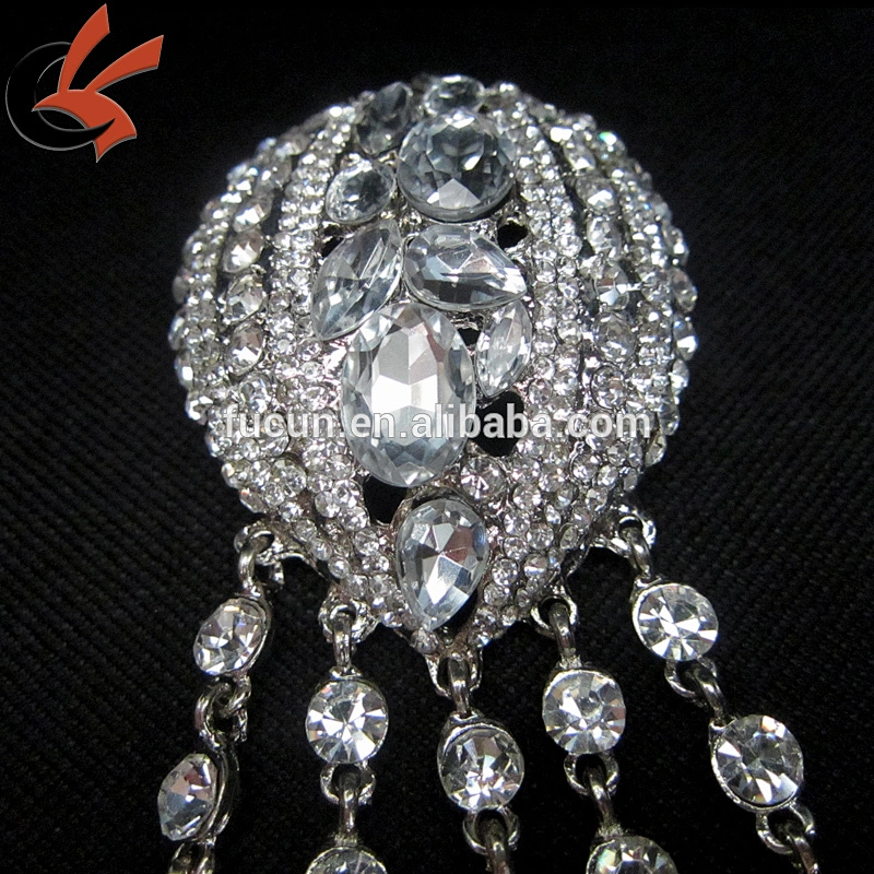 chair sash crystal brooch diamante rhinestone brooch with pendant
