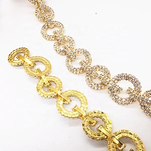 luxury crystal rhinestone hook-ups design trims sew on clear chain for bridal dress clothing garment