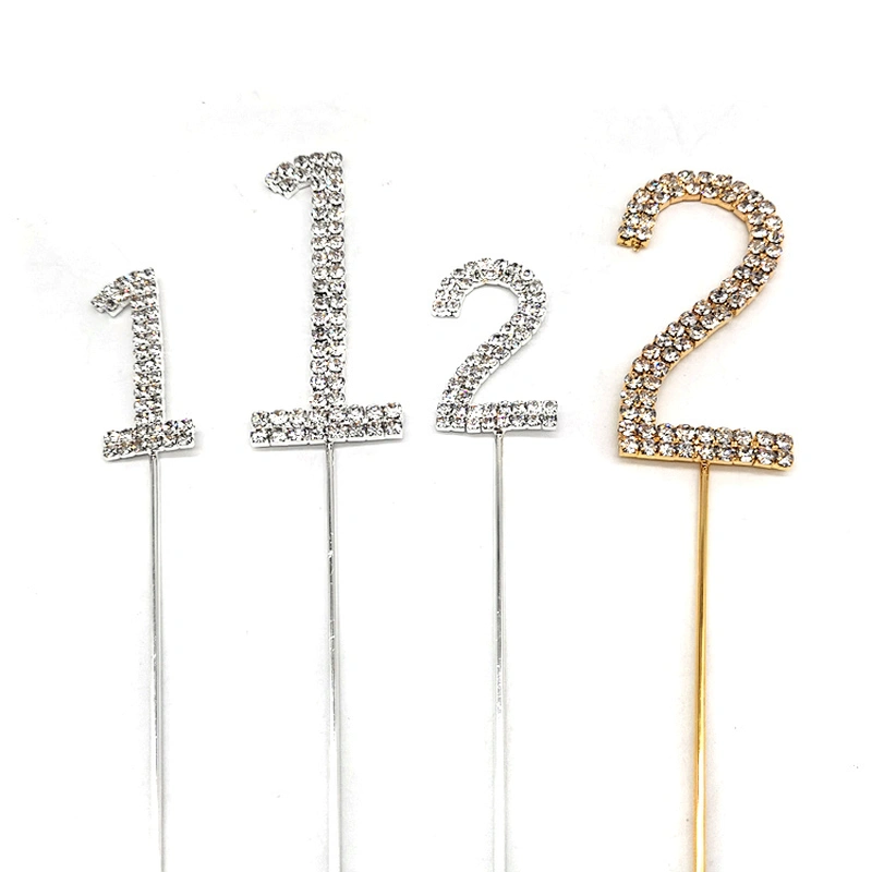 6cm Birthday Party Clear Rhinestone Diamante Number Cake Topper