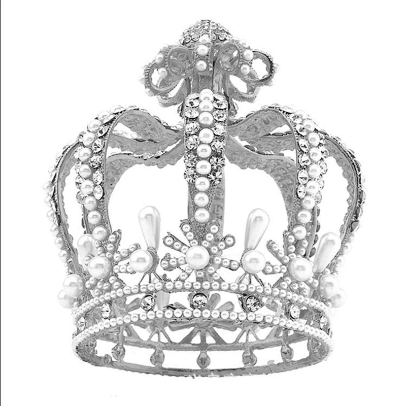 Custom pageant baroque crystal crowns wedding full round hair accessories tiara