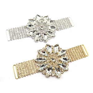 Women dresses belt decorative fashion flowers round bikini gold and silver plating crystal connector for swimwear