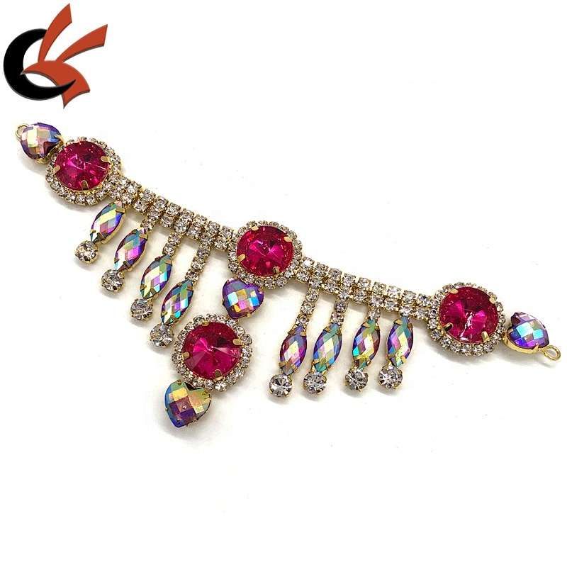 New Design hot pink AB Rhinestone Bikini Connectors Rhinestone Metal Chain Connector