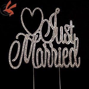 Just Married Wedding cake sign Rhinestone Cake Topper