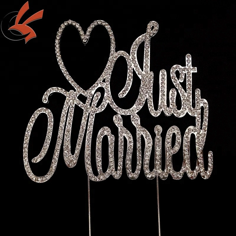 Just Married Wedding cake sign Rhinestone Cake Topper